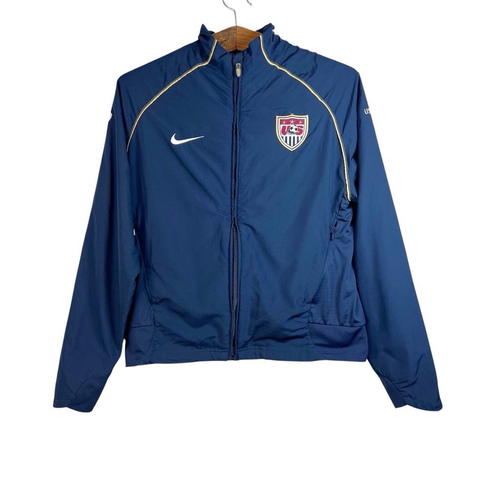 Vintage Nike Boys Kids US Soccer Team Navy Blue Windbreaker Jacket Size L Y2K